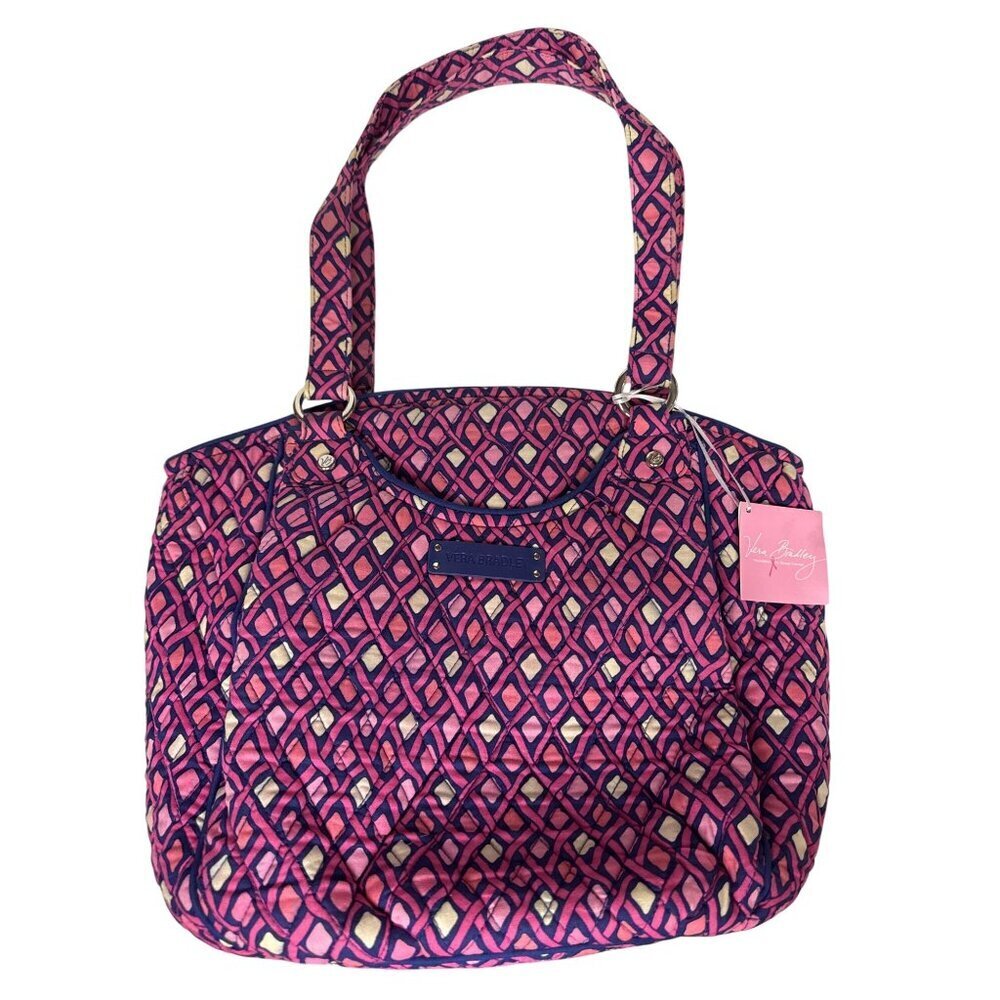 Vera Bradley Katalina Diamonds Glenna Shoulder Tote Bag Pink Blue Handbag NEW